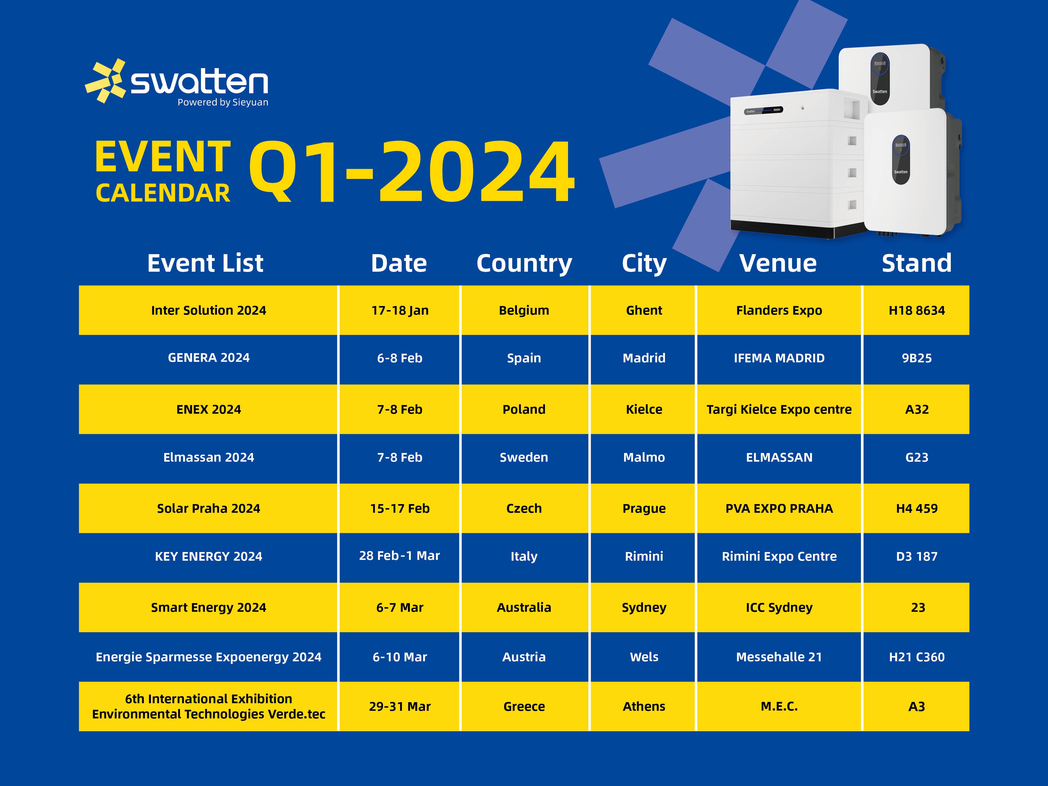 思源瓦能2024年Q1展会日历